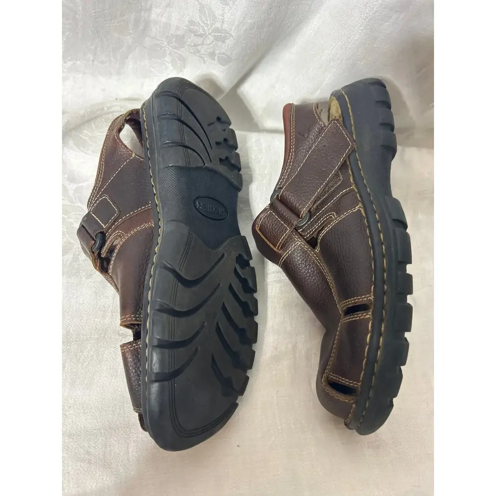 Skechers Leather Fisherman Sandals 9 Brown Strap On Y2K Style Chunky